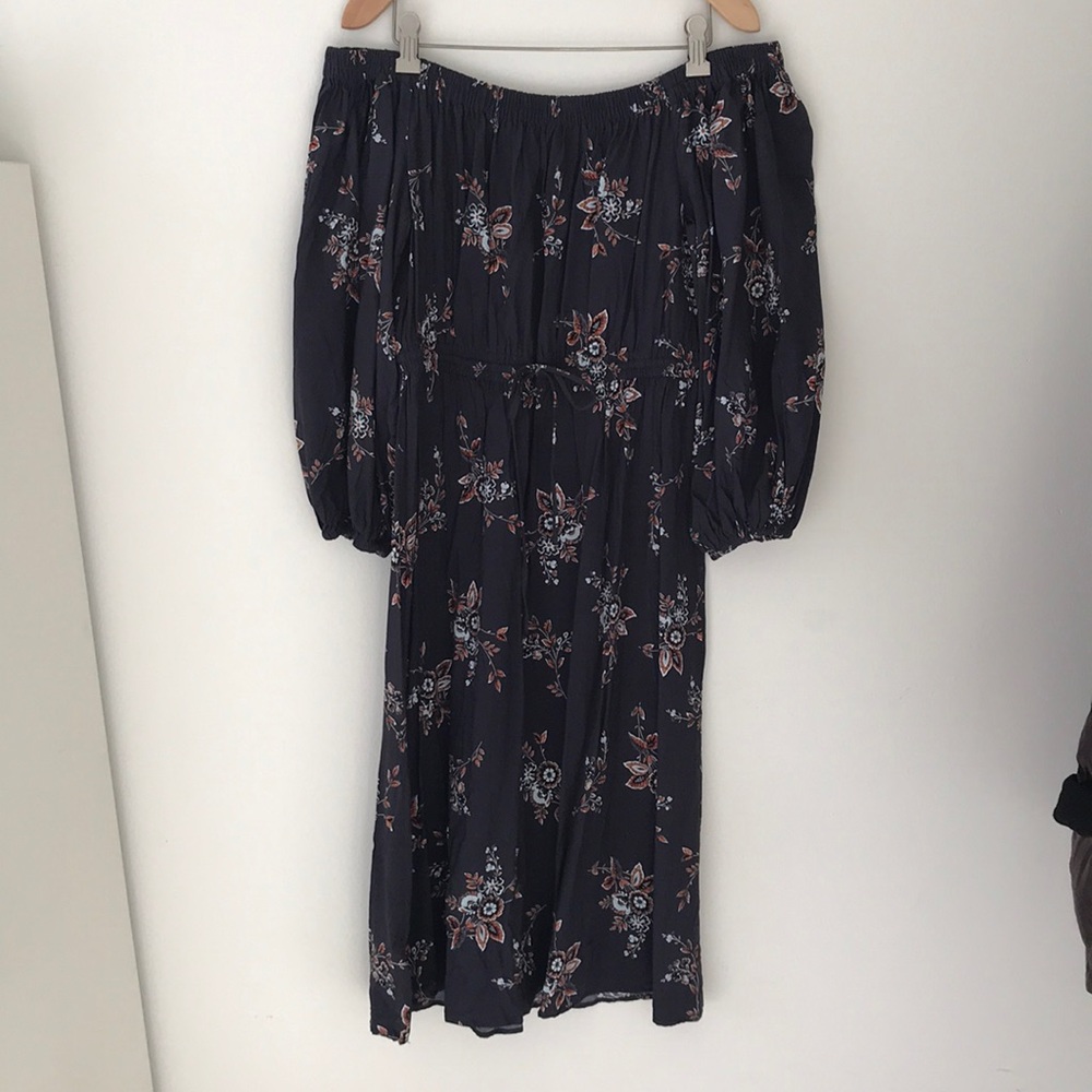 LOFT off the shoulder long sleeve midi dress